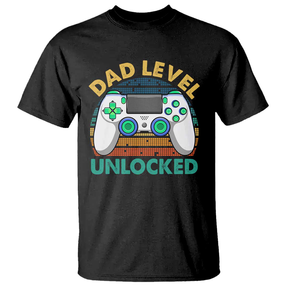 Funny New Dad T Shirt Retro Dad Level Unlocked Gaming Gamer - Wonder Print Shop
