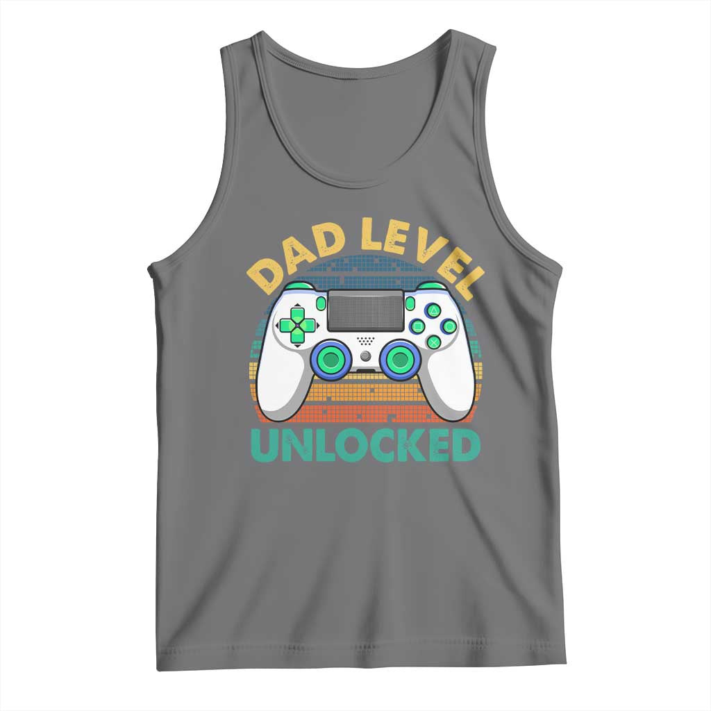 Funny New Dad Tank Top Retro Dad Level Unlocked Gaming Gamer - Wonder Print Shop