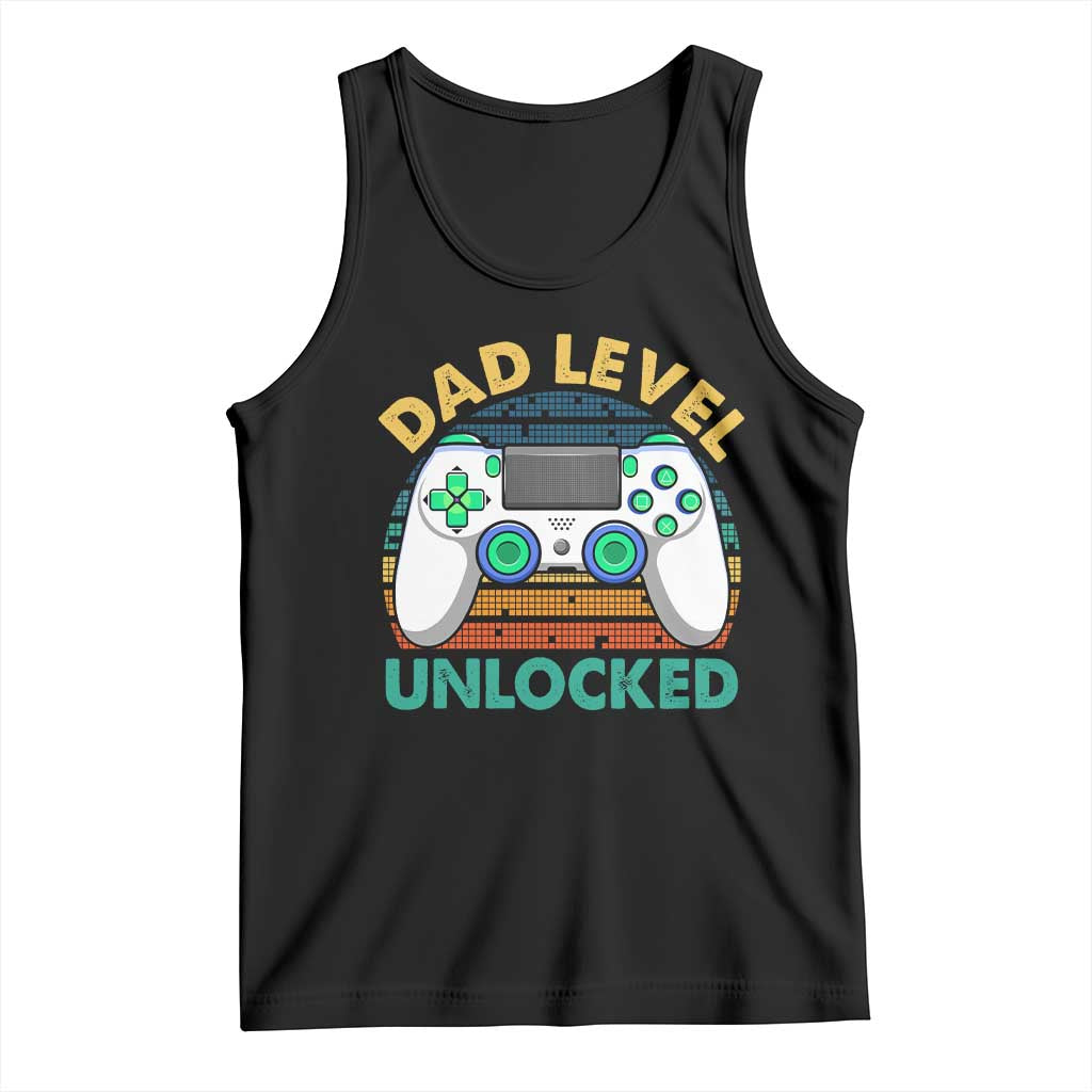 Funny New Dad Tank Top Retro Dad Level Unlocked Gaming Gamer - Wonder Print Shop