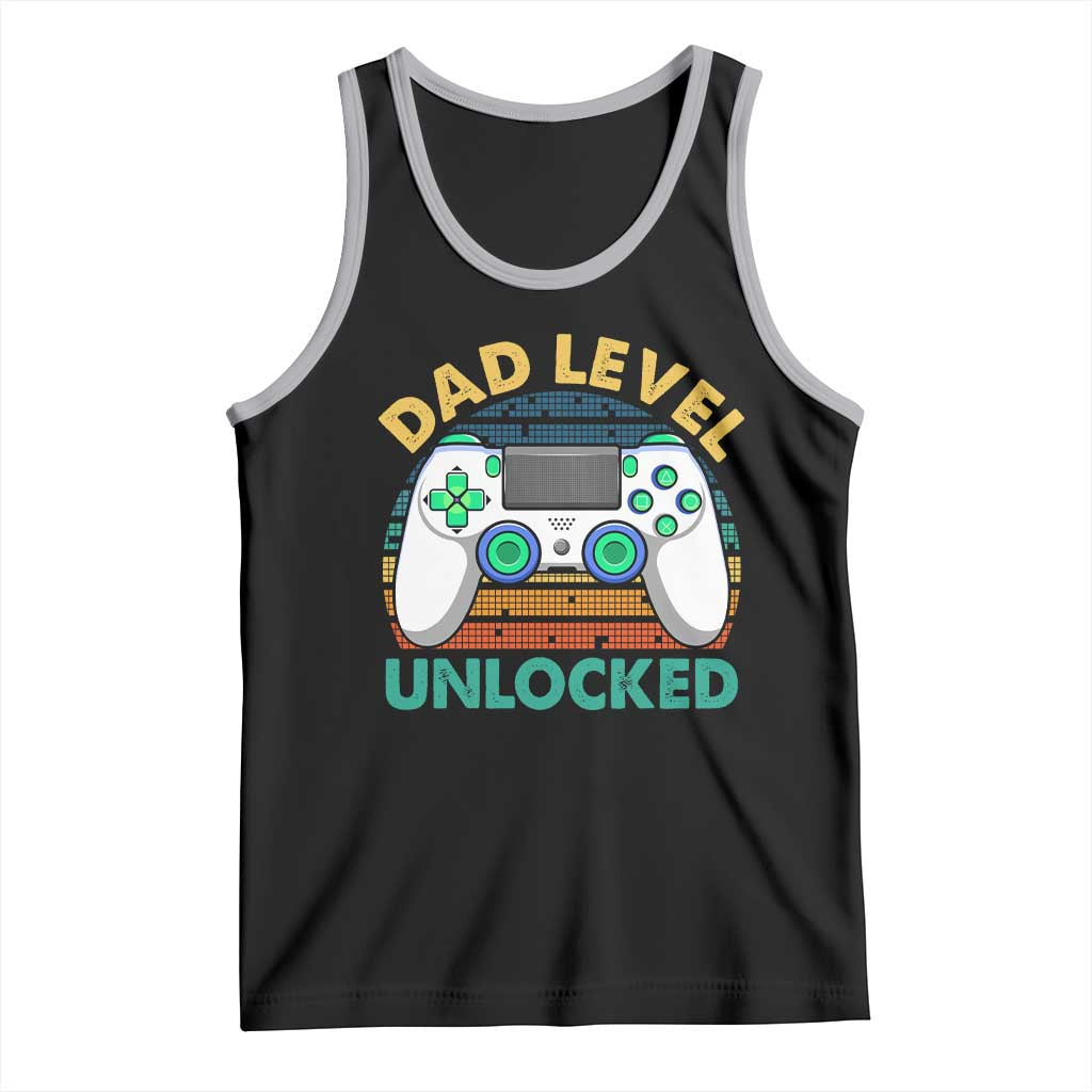 Funny New Dad Tank Top Retro Dad Level Unlocked Gaming Gamer - Wonder Print Shop