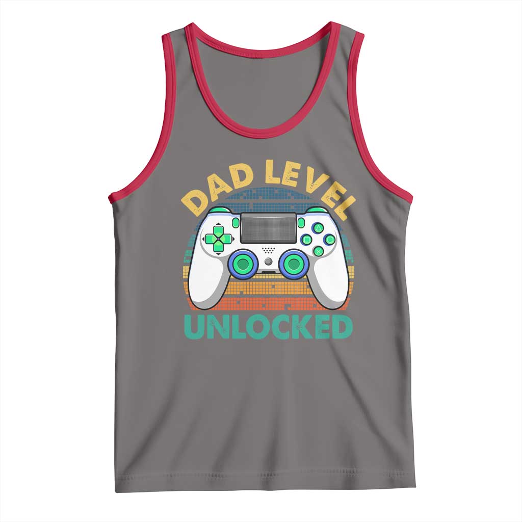 Funny New Dad Tank Top Retro Dad Level Unlocked Gaming Gamer - Wonder Print Shop
