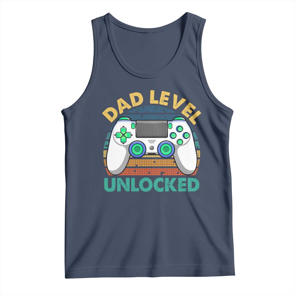 Funny New Dad Tank Top Retro Dad Level Unlocked Gaming Gamer - Wonder Print Shop