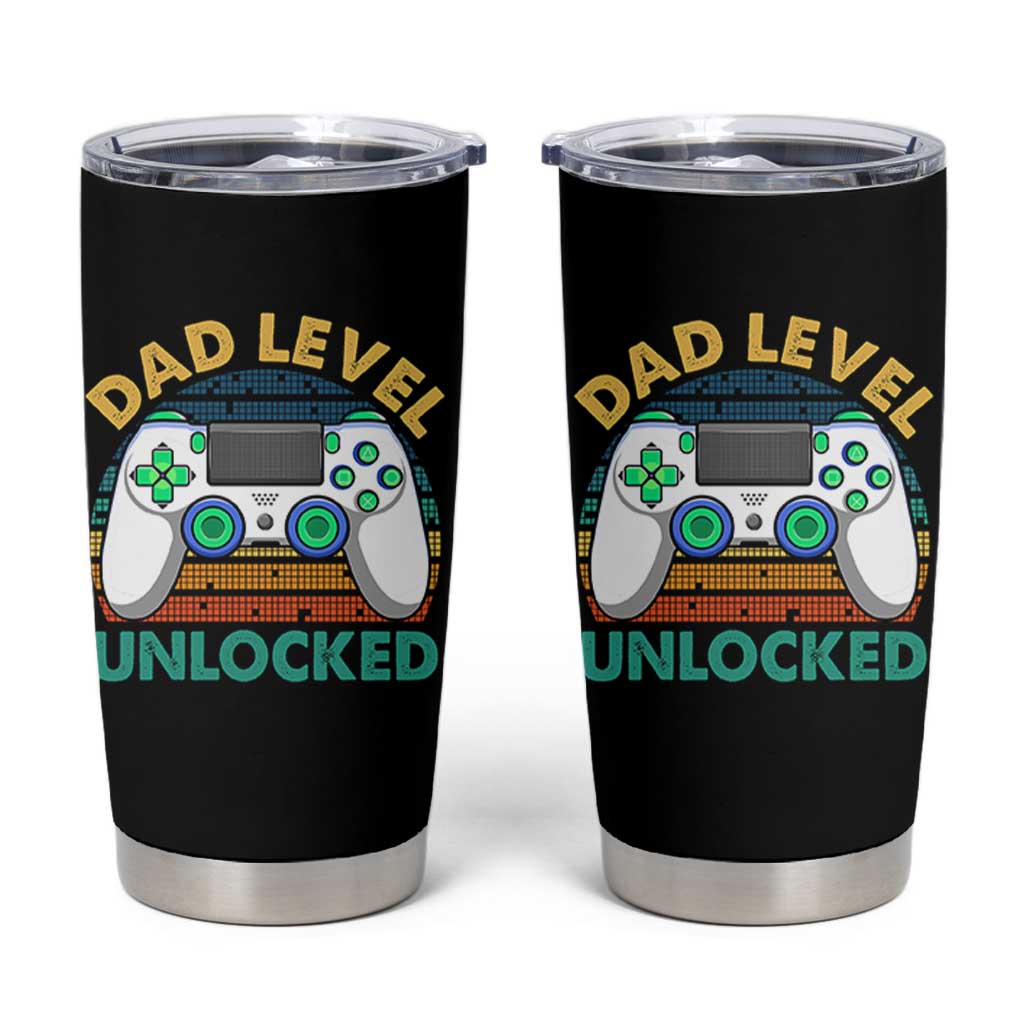 Funny New Dad Tumbler Cup Retro Dad Level Unlocked Gaming Gamer - Wonder Print Shop