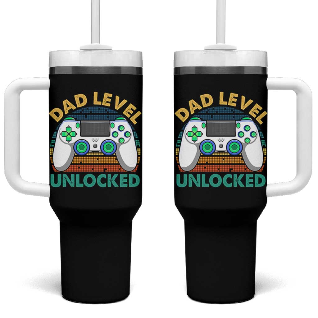 Funny New Dad Tumbler With Handle Retro Dad Level Unlocked Gaming Gamer - Wonder Print Shop