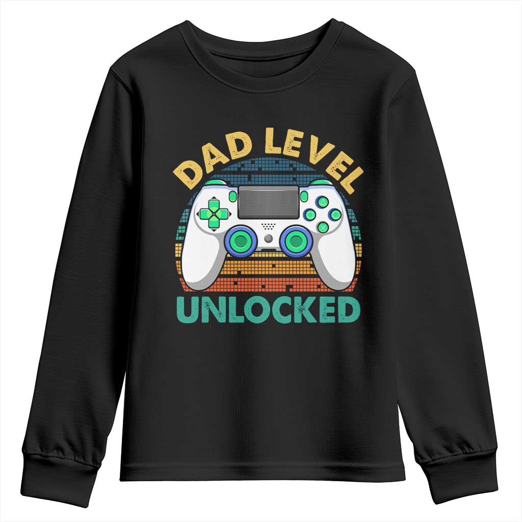 Funny New Dad Youth Sweatshirt Retro Dad Level Unlocked Gaming Gamer - Wonder Print Shop