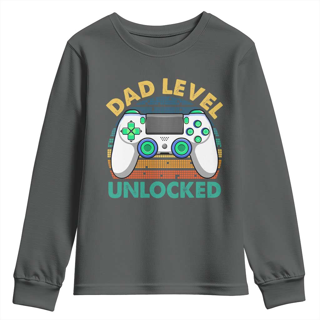Funny New Dad Youth Sweatshirt Retro Dad Level Unlocked Gaming Gamer - Wonder Print Shop