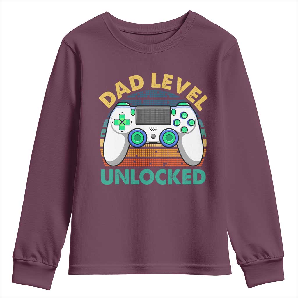 Funny New Dad Youth Sweatshirt Retro Dad Level Unlocked Gaming Gamer - Wonder Print Shop