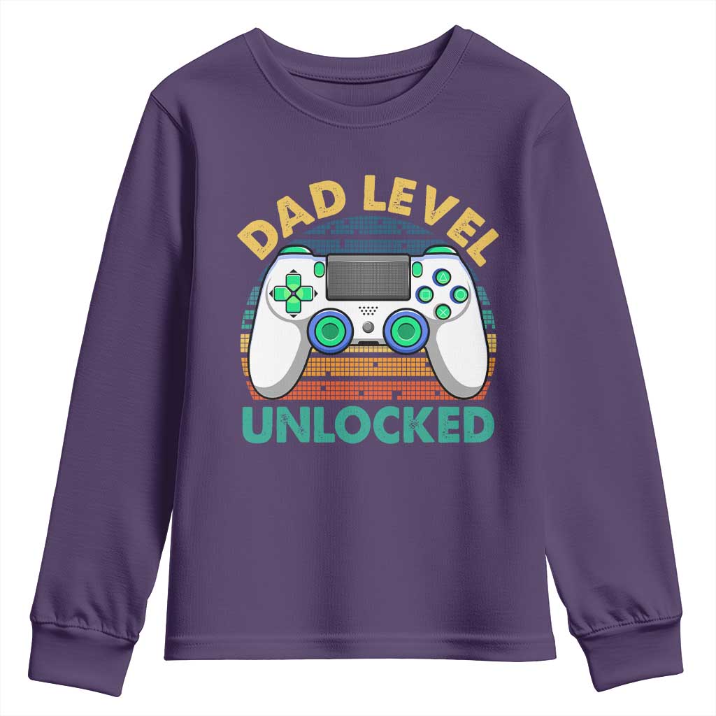 Funny New Dad Youth Sweatshirt Retro Dad Level Unlocked Gaming Gamer - Wonder Print Shop