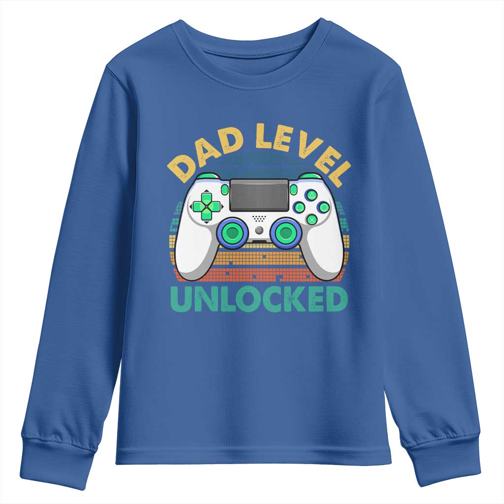 Funny New Dad Youth Sweatshirt Retro Dad Level Unlocked Gaming Gamer - Wonder Print Shop