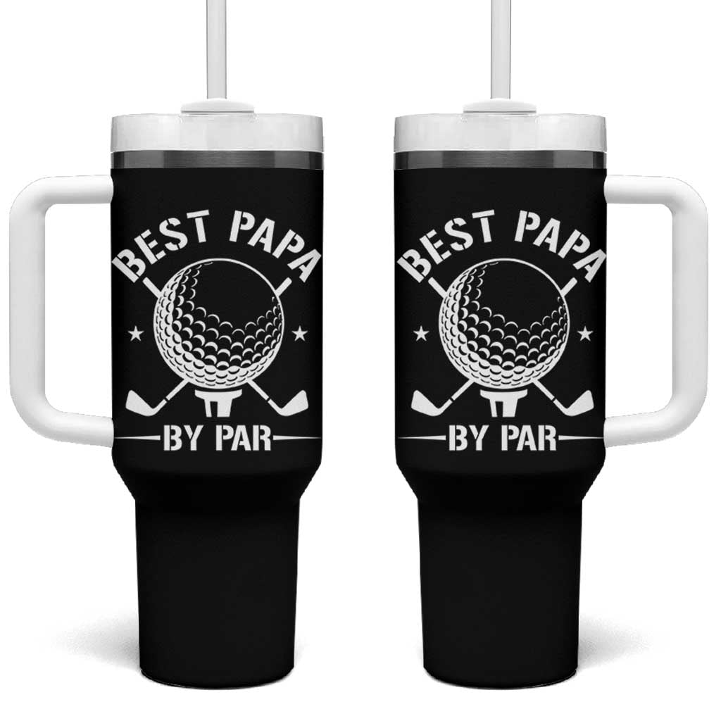 Golf Dad Tumbler With Handle Best Papa By Par Golfer Fathers Day Gifts