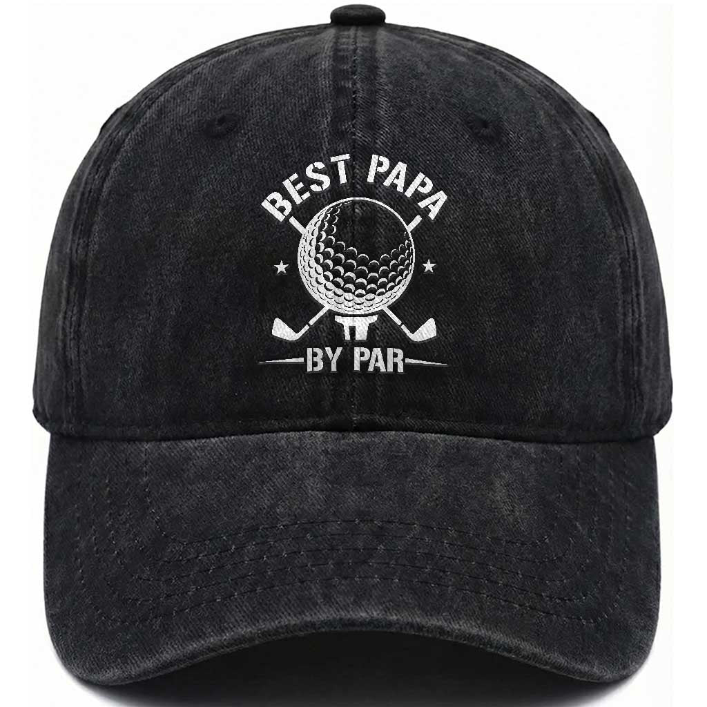 Golf Dad Washed Cotton Baseball Cap Best Papa By Par Golfer Fathers Day Gifts
