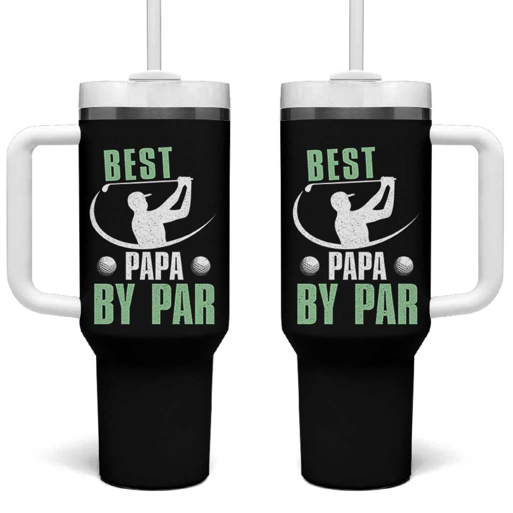 Golf Dad Tumbler With Handle Best Papa By Par Funny Golfer Fathers Day Gifts