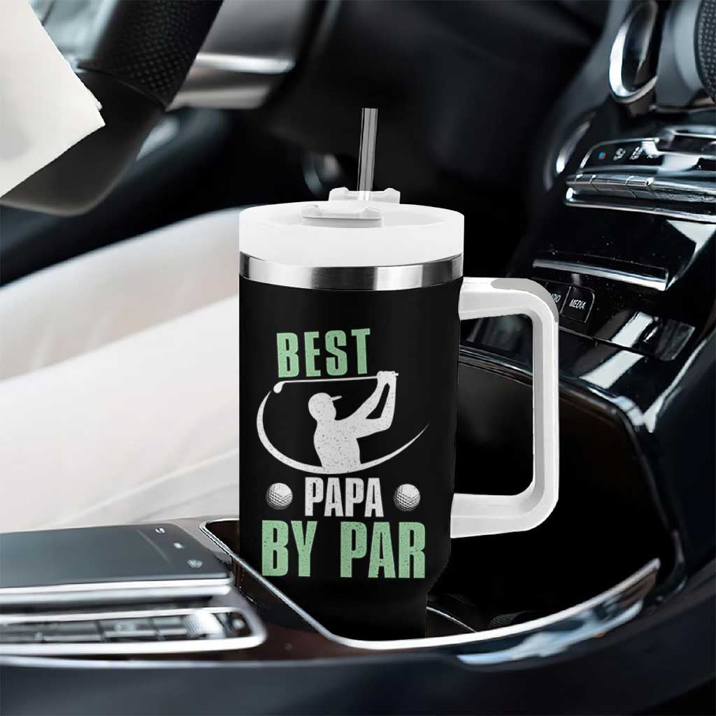 Golf Dad Tumbler With Handle Best Papa By Par Funny Golfer Fathers Day Gifts