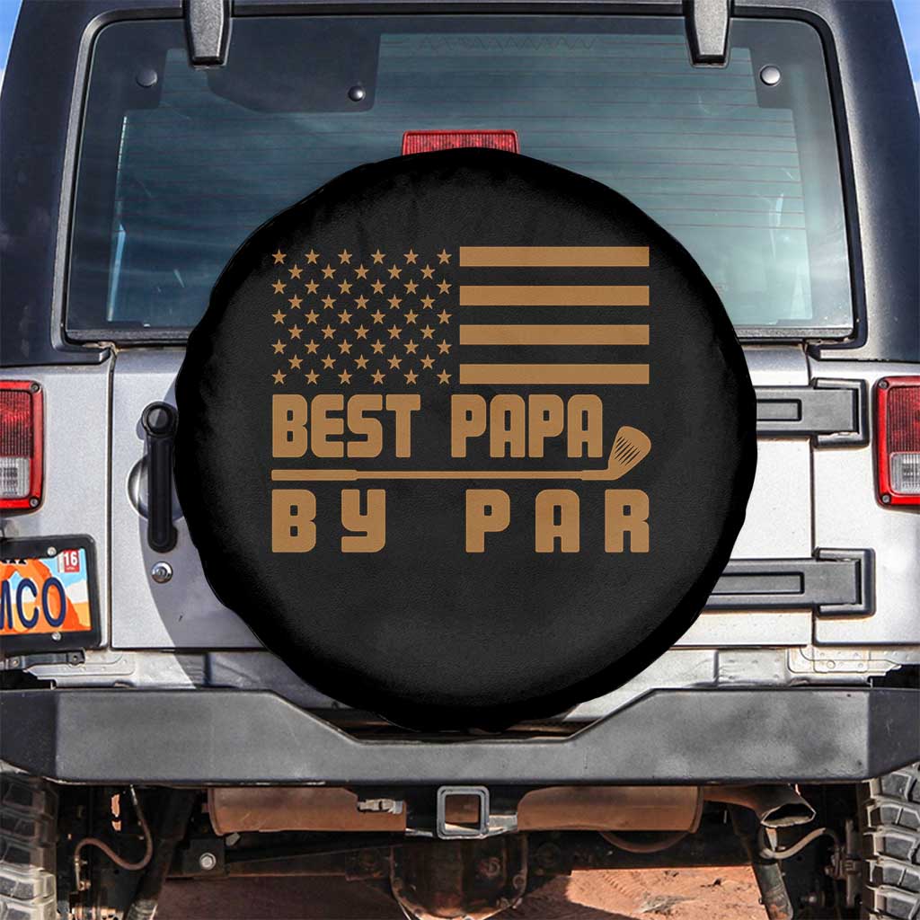 Golf Dad Spare Tire Cover Best Papa By Par American Flag Golfer Fathers Day Gifts