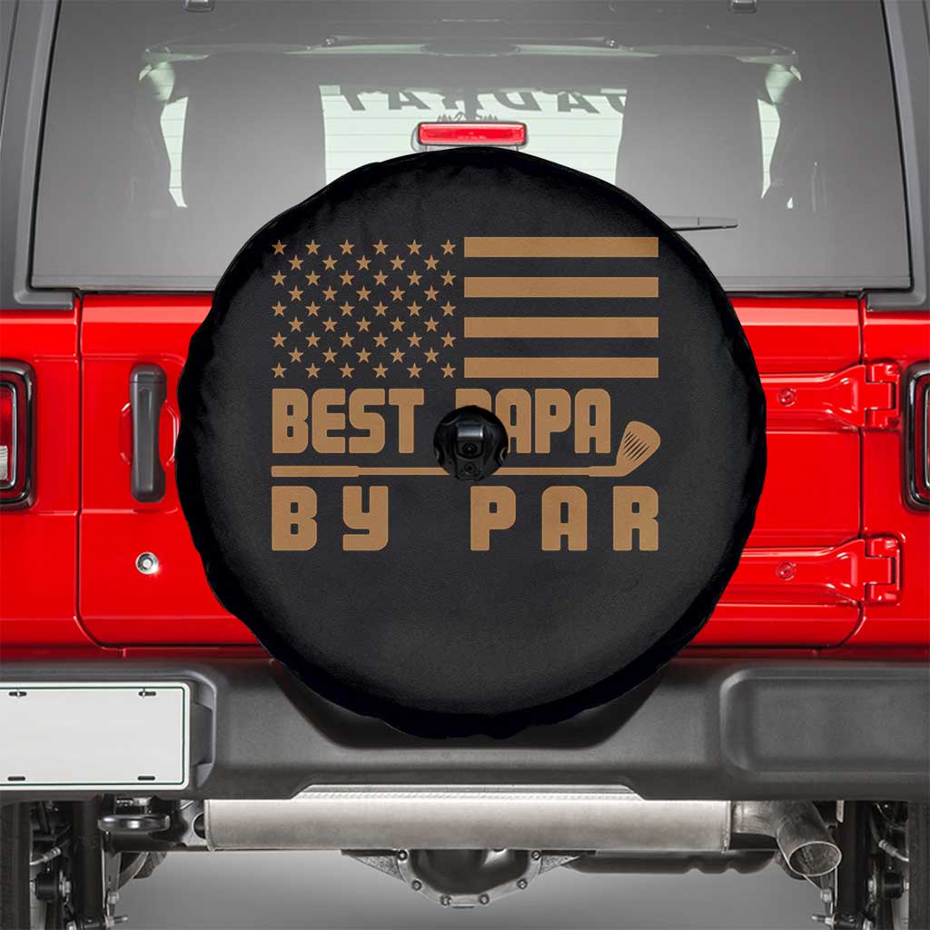 Golf Dad Spare Tire Cover Best Papa By Par American Flag Golfer Fathers Day Gifts