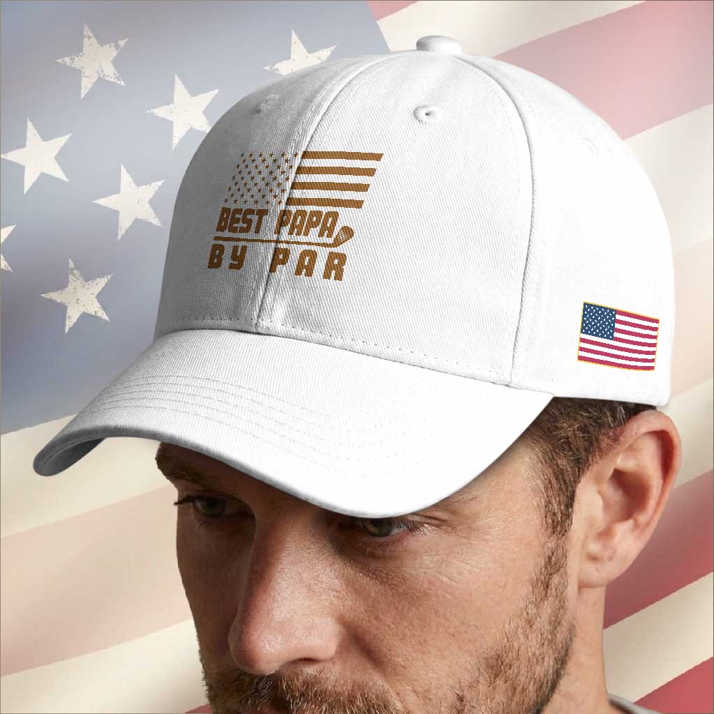 Golf Dad Baseball Cap Best Papa By Par American Flag Golfer Fathers Day Gifts