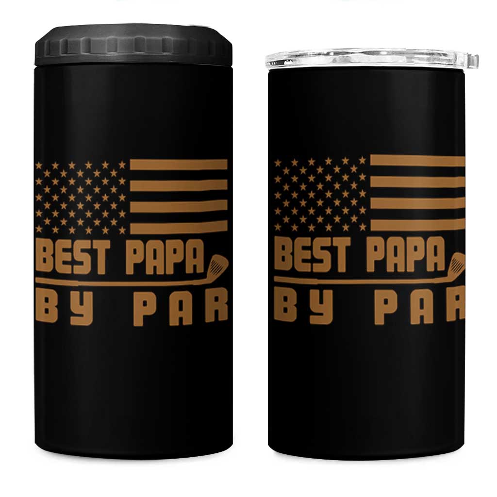 Golf Dad 4 in 1 Can Cooler Tumbler Best Papa By Par American Flag Golfer Fathers Day Gifts