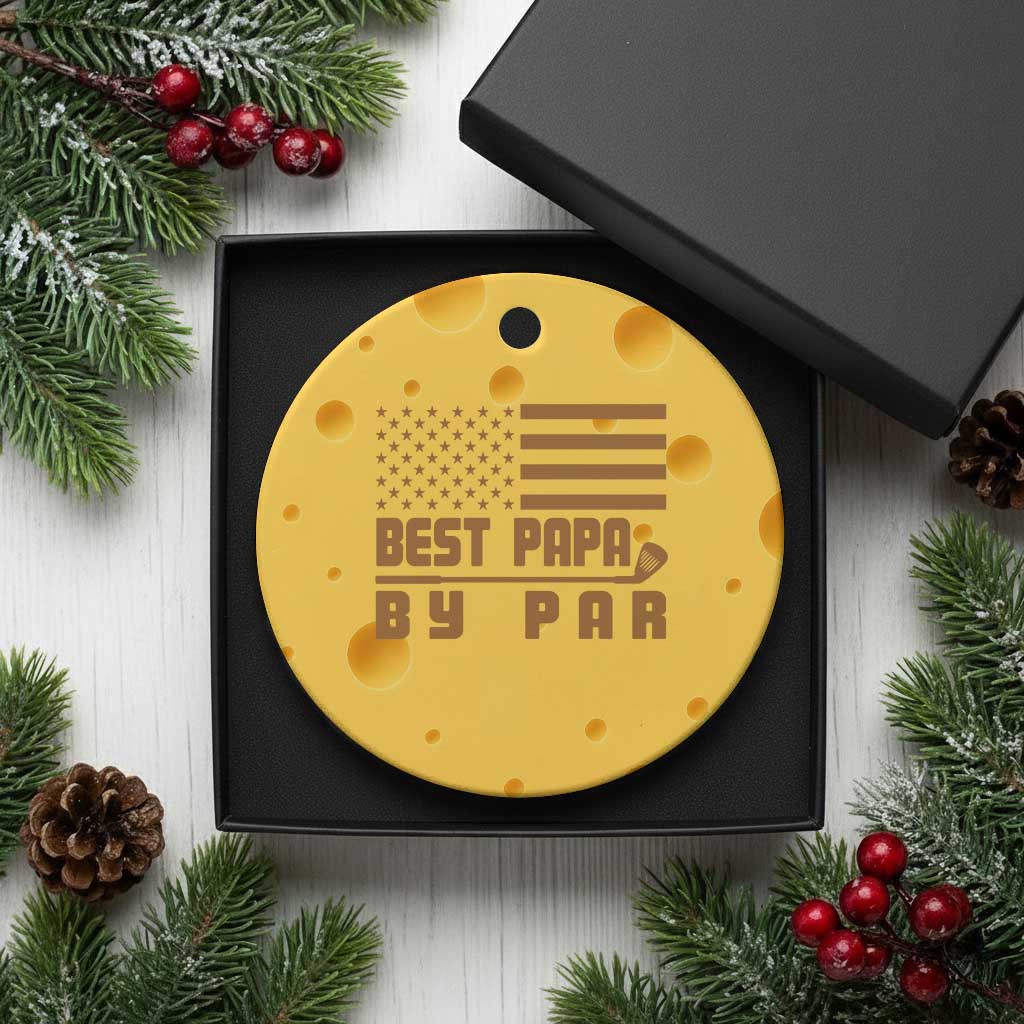 Golf Dad Ceramic Ornament Best Papa By Par American Flag Golfer Fathers Day Gifts - Wonder Print Shop