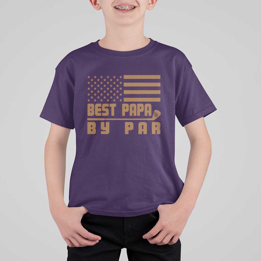 Golf Dad T Shirt For Kid Best Papa By Par American Flag Golfer Fathers Day Gifts