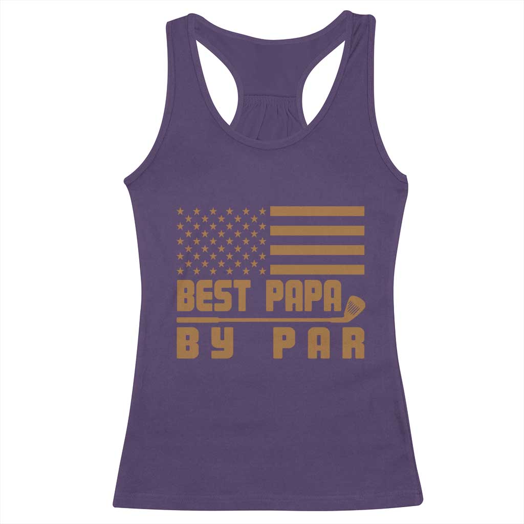 Golf Dad Racerback Tank Top Best Papa By Par American Flag Golfer Fathers Day Gifts