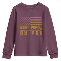 Golf Dad Youth Sweatshirt Best Papa By Par American Flag Golfer Fathers Day Gifts