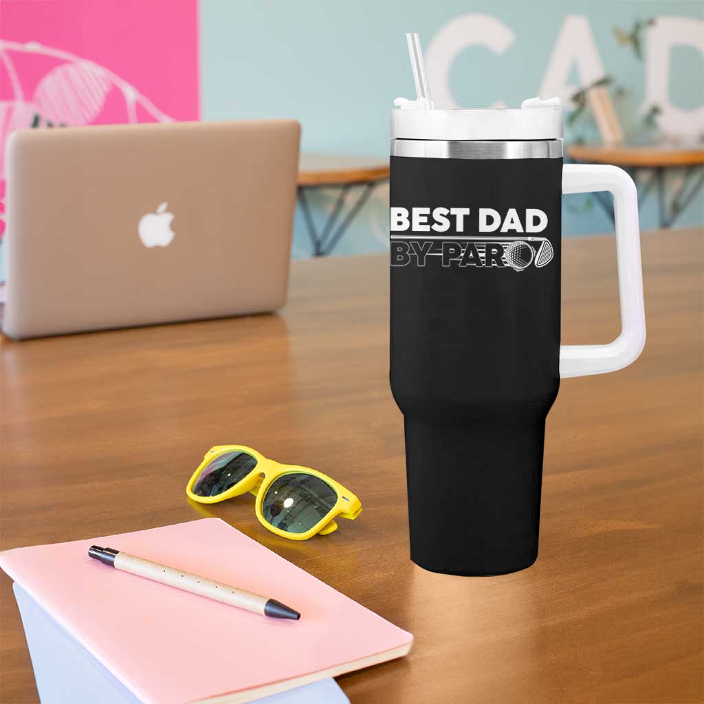 Golf Dad Tumbler With Handle Best Dad By Par Golfing Golfer Funny Fathers Day Gifts