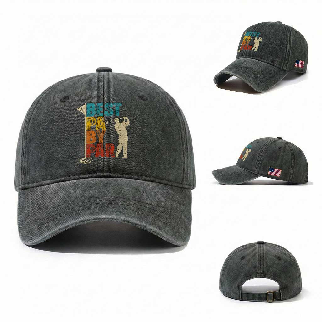 Golf Gifts for Dad Washed Cotton Baseball Cap Retro Best Pa By Par Fathers Day
