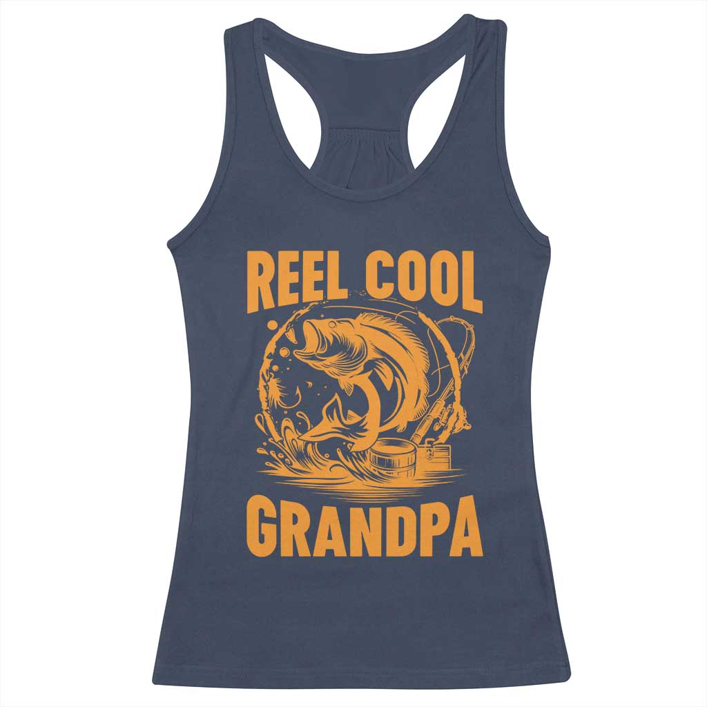 Funny Fishing Vintage Reel Cool Grandpa Racerback Tank Top