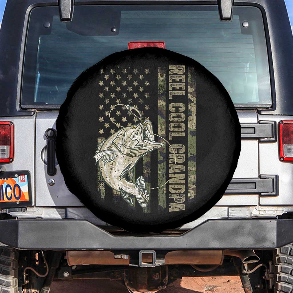 Funny Fishing Vintage Reel Cool Grandpa Spare Tire Cover Camo American Flag USA Bass Fish Fisherman