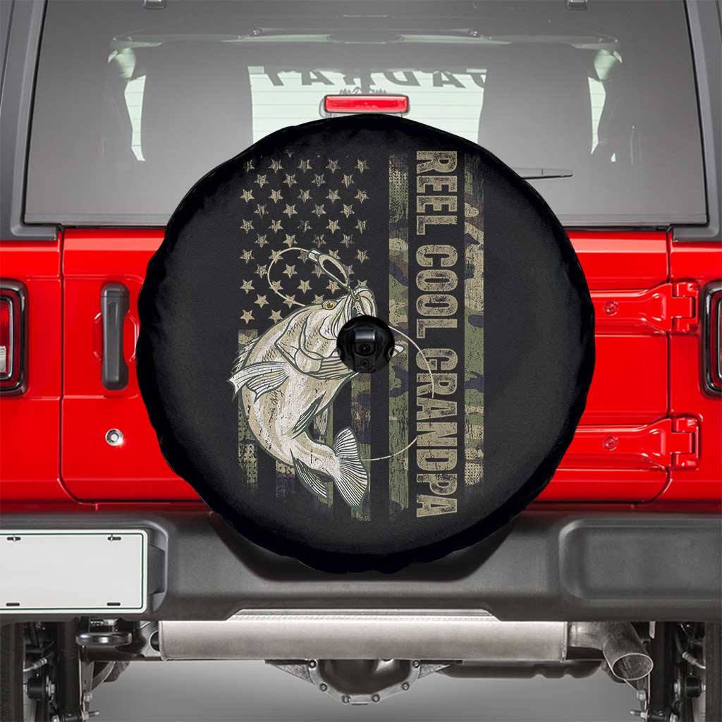 Funny Fishing Vintage Reel Cool Grandpa Spare Tire Cover Camo American Flag USA Bass Fish Fisherman