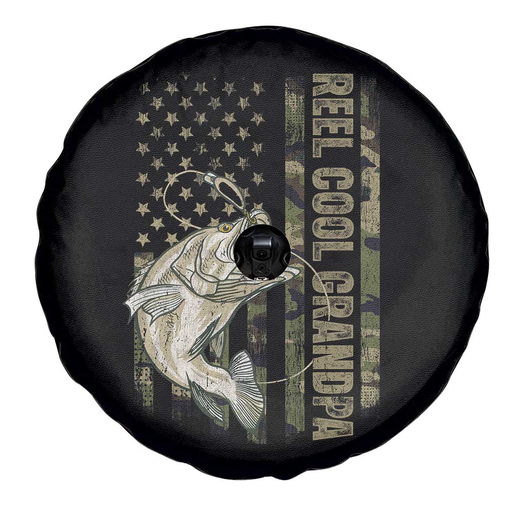 Funny Fishing Vintage Reel Cool Grandpa Spare Tire Cover Camo American Flag USA Bass Fish Fisherman