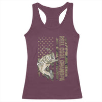 Funny Fishing Vintage Reel Cool Grandpa Racerback Tank Top Camo American Flag USA Bass Fish Fisherman
