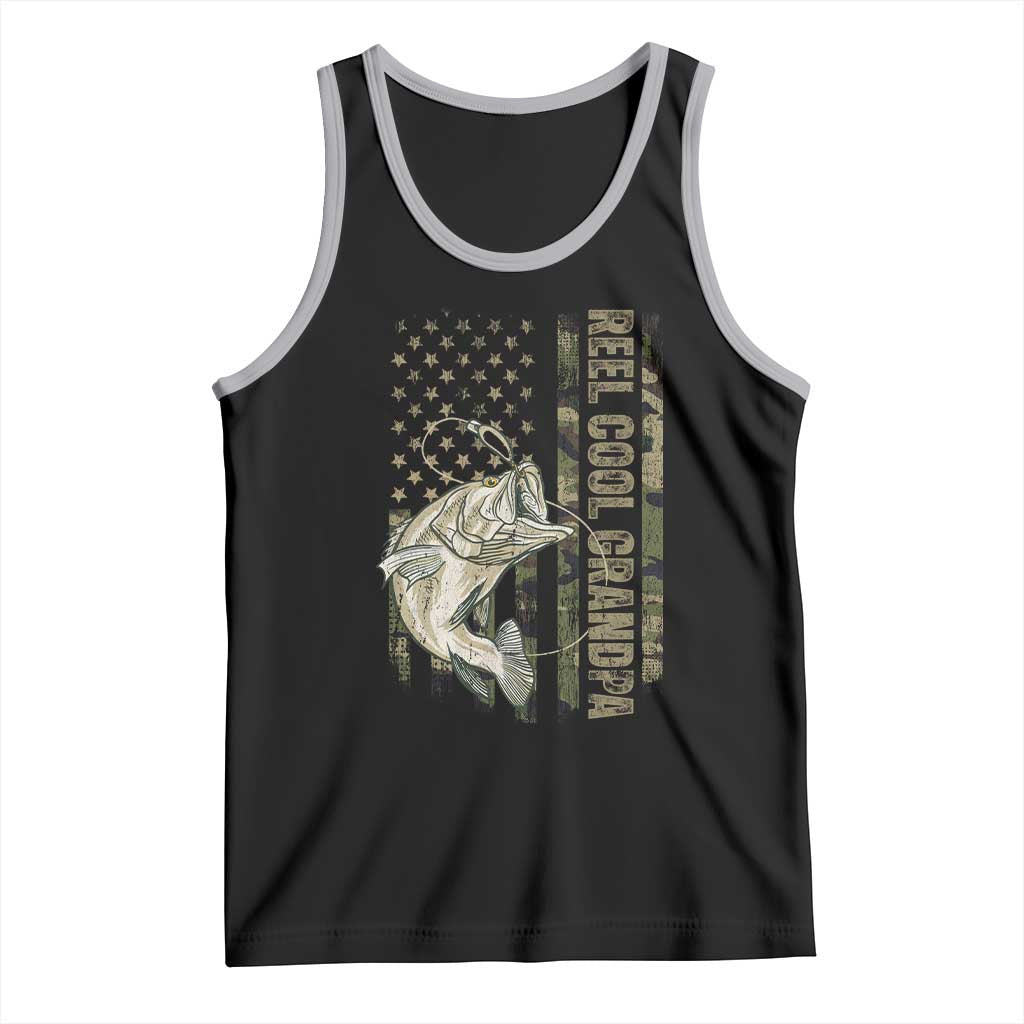 Funny Fishing Vintage Reel Cool Grandpa Tank Top Camo American Flag USA Bass Fish Fisherman