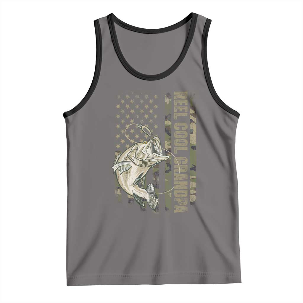 Funny Fishing Vintage Reel Cool Grandpa Tank Top Camo American Flag USA Bass Fish Fisherman