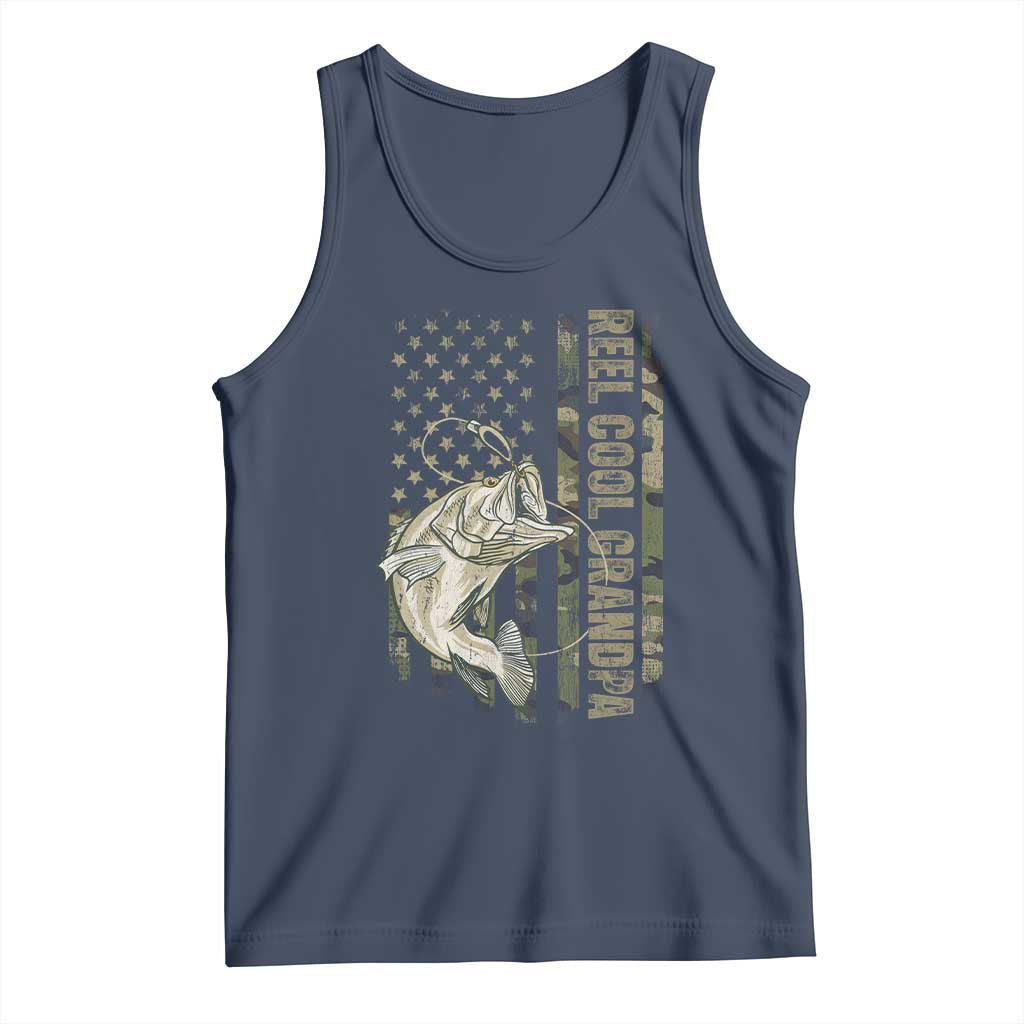 Funny Fishing Vintage Reel Cool Grandpa Tank Top Camo American Flag USA Bass Fish Fisherman