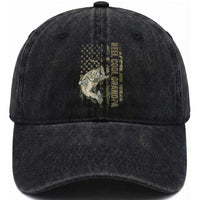 Funny Fishing Vintage Reel Cool Grandpa Washed Cotton Baseball Cap Camo American Flag USA Bass Fish Fisherman