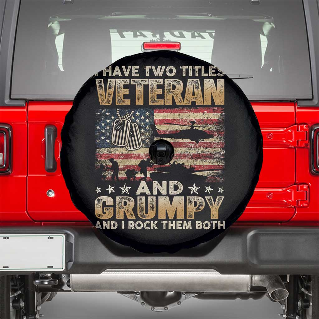 Grumpy Old Veteran Spare Tire Cover Funny Military Veteran USA Flag - Wonder Print Shop
