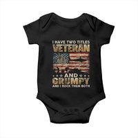 Grumpy Old Veteran Baby Onesie Funny Military Veteran USA Flag - Wonder Print Shop