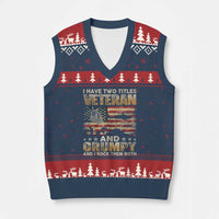 Grumpy Old Veteran V-Neck Knit Sweater Vest Funny Military Veteran USA Flag - Wonder Print Shop