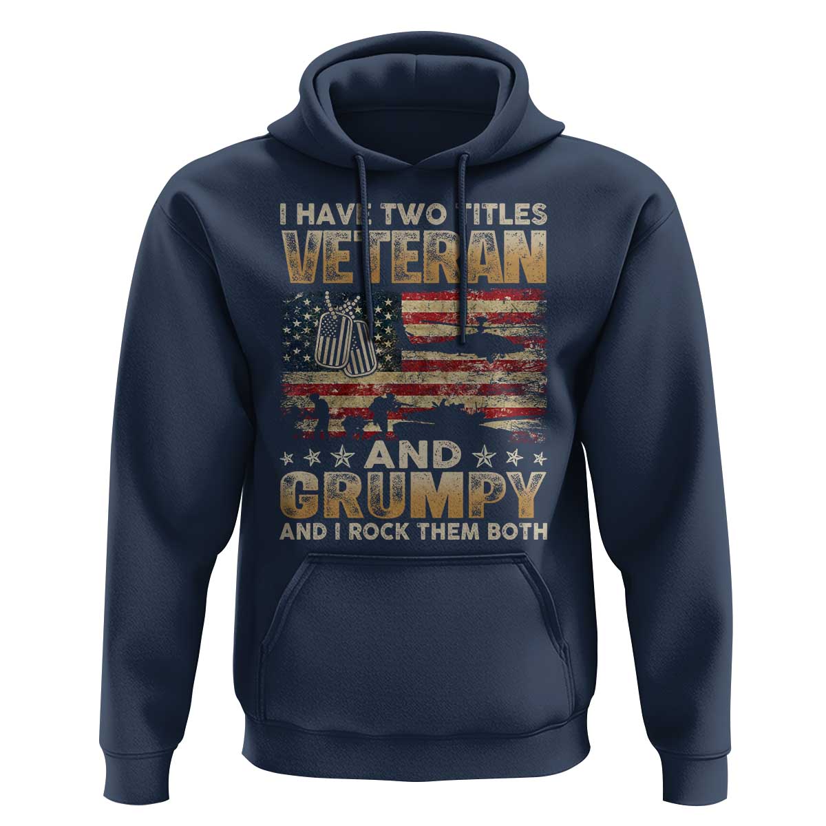 Grumpy Old Veteran Hoodie Funny Military Veteran USA Flag - Wonder Print Shop