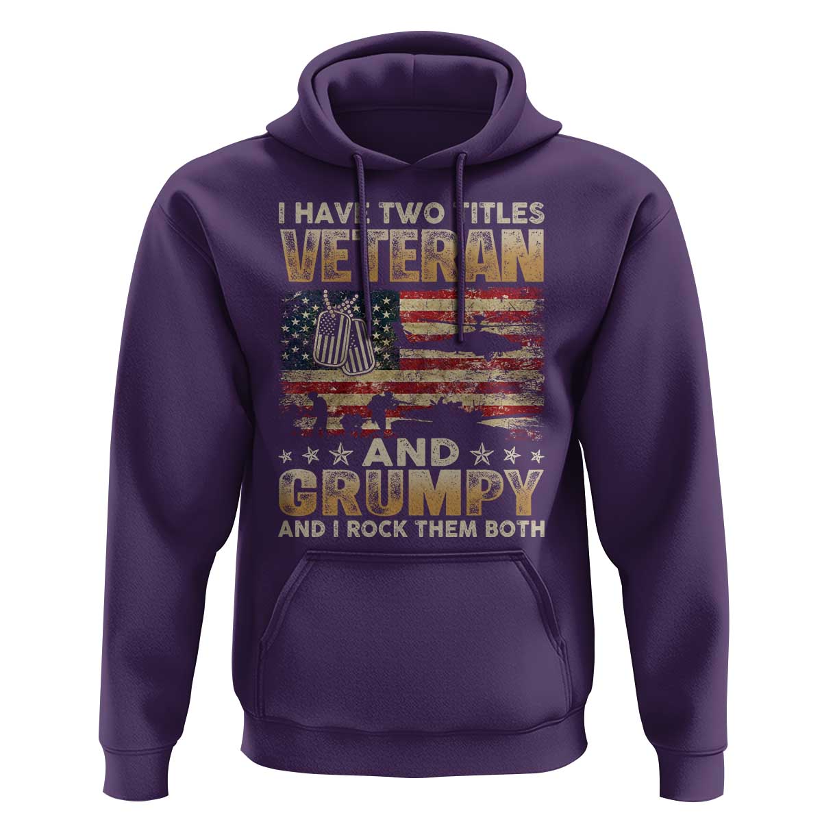 Grumpy Old Veteran Hoodie Funny Military Veteran USA Flag - Wonder Print Shop