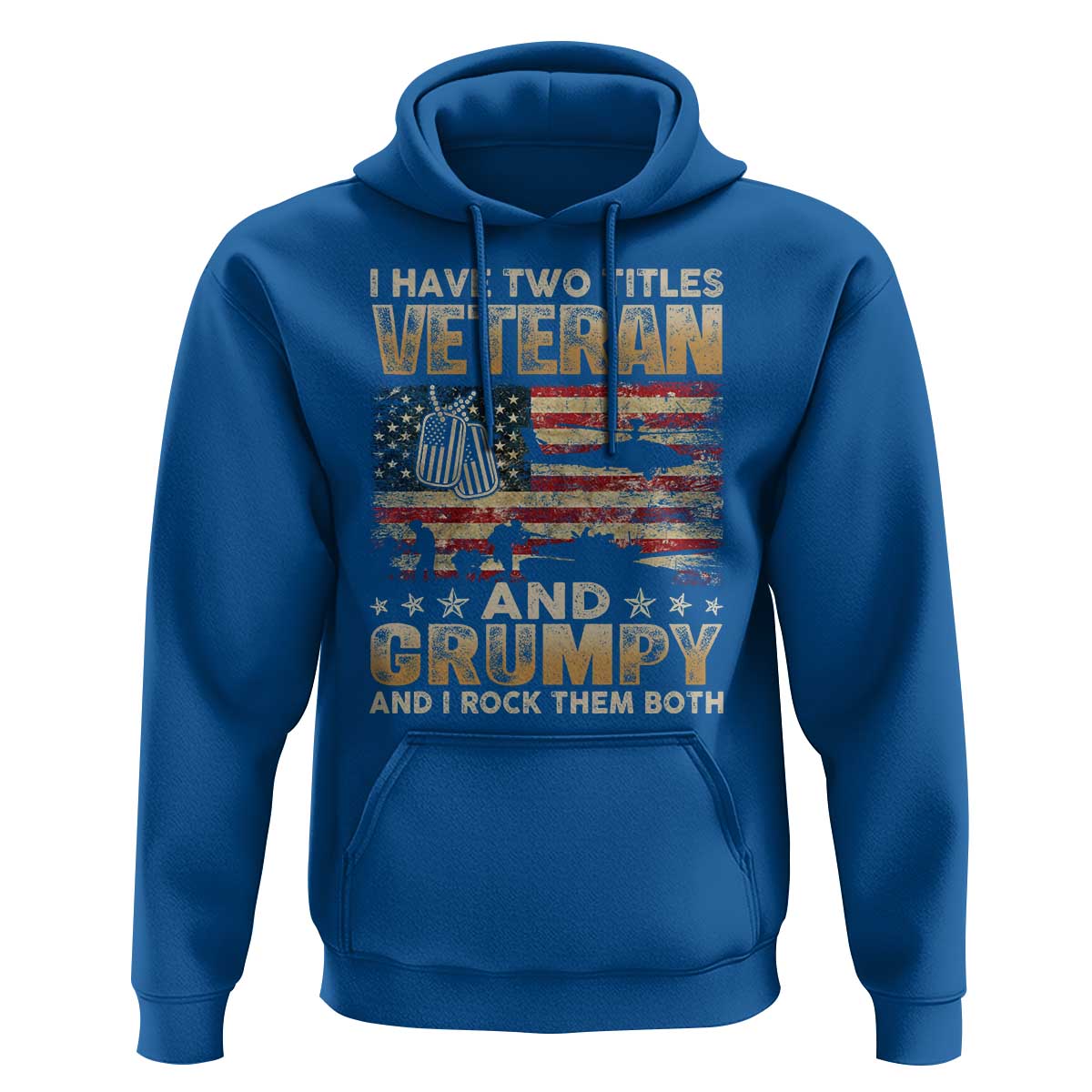 Grumpy Old Veteran Hoodie Funny Military Veteran USA Flag - Wonder Print Shop