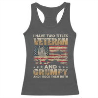 Grumpy Old Veteran Racerback Tank Top Funny Military Veteran USA Flag - Wonder Print Shop