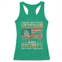 Grumpy Old Veteran Racerback Tank Top Funny Military Veteran USA Flag - Wonder Print Shop