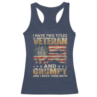 Grumpy Old Veteran Racerback Tank Top Funny Military Veteran USA Flag - Wonder Print Shop