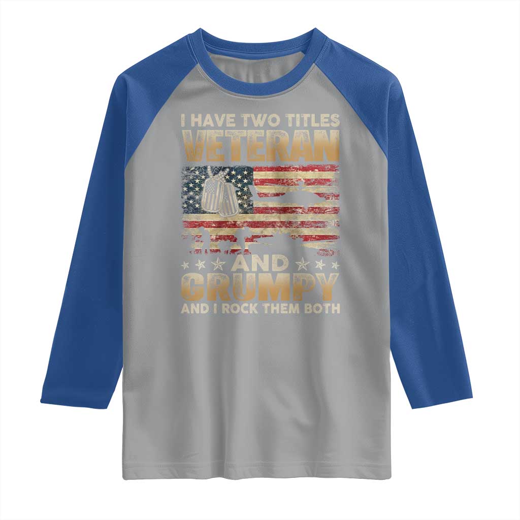 Grumpy Old Veteran Raglan Shirt Funny Military Veteran USA Flag - Wonder Print Shop