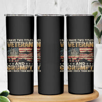 Grumpy Old Veteran Skinny Tumbler Funny Military Veteran USA Flag - Wonder Print Shop