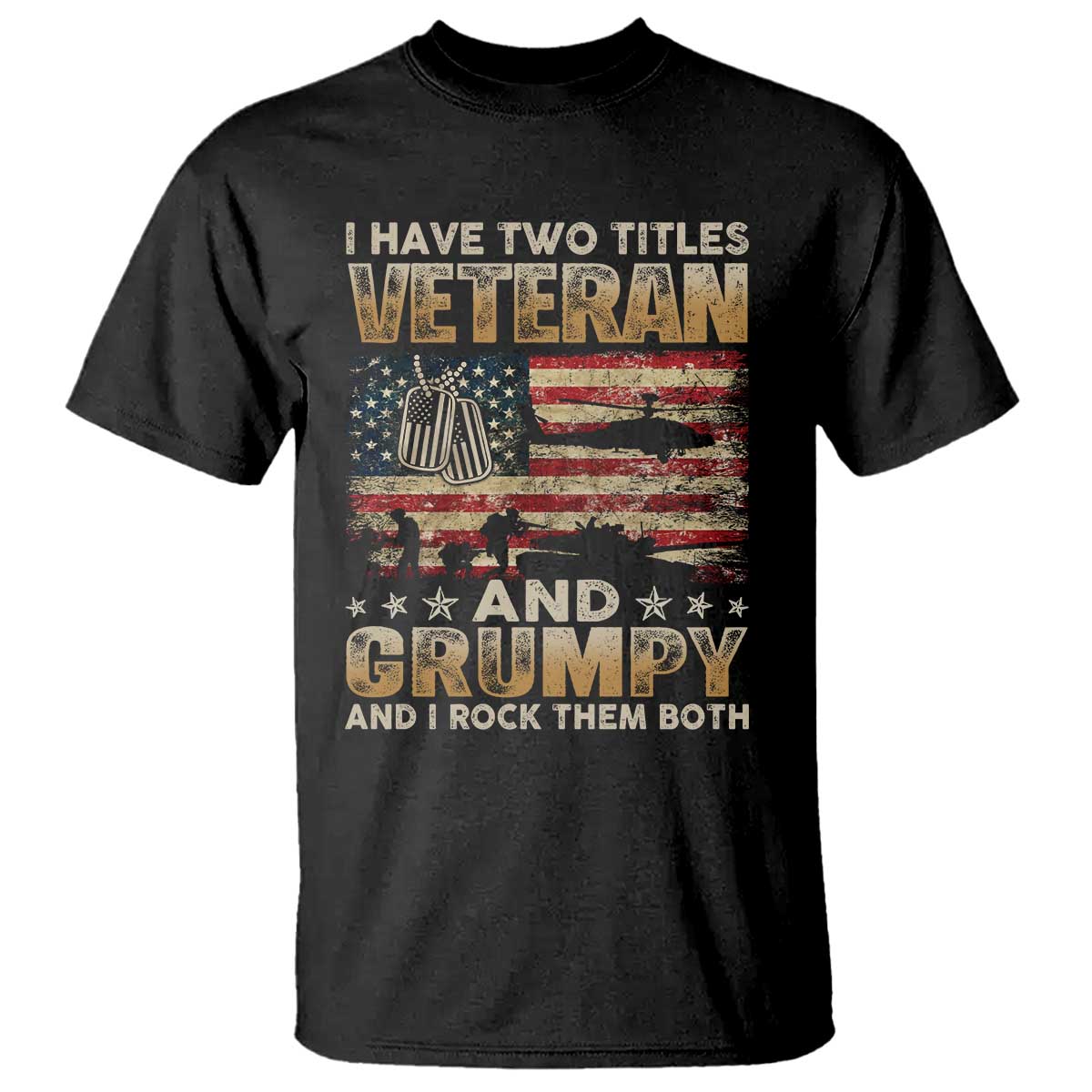 Grumpy Old Veteran T Shirt Funny Military Veteran USA Flag - Wonder Print Shop