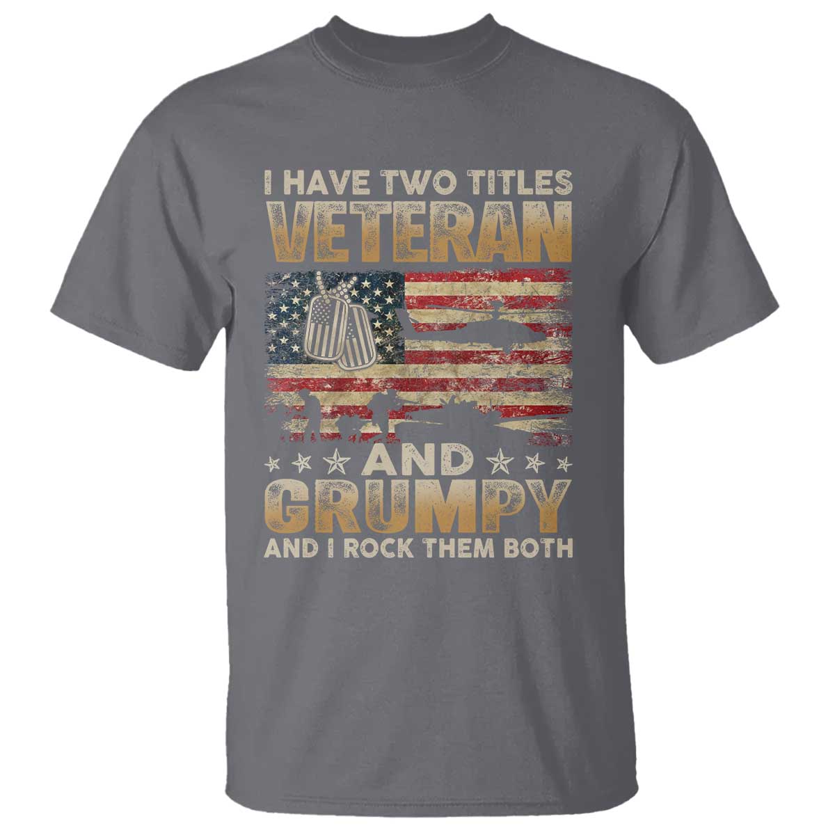 Grumpy Old Veteran T Shirt Funny Military Veteran USA Flag - Wonder Print Shop