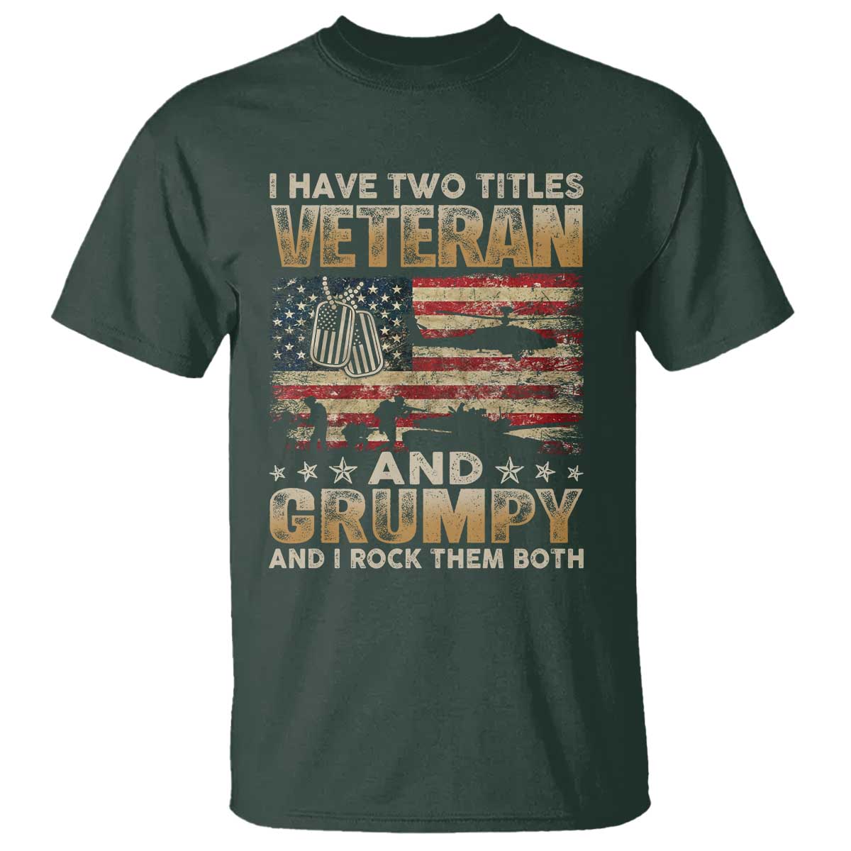 Grumpy Old Veteran T Shirt Funny Military Veteran USA Flag - Wonder Print Shop